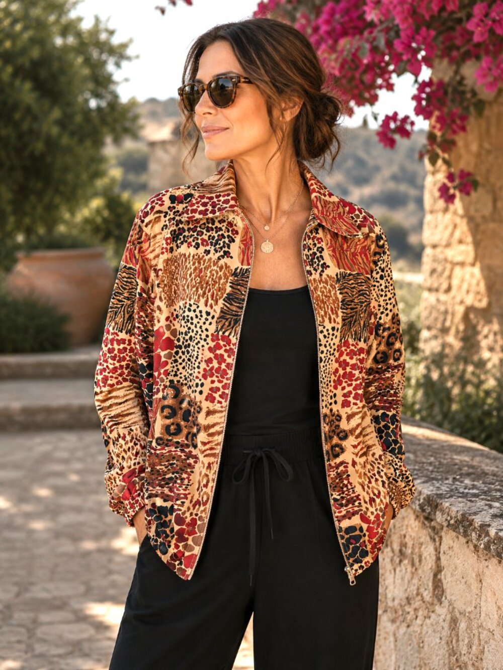 Bon Worth Animal Print Track Jacket, Vintage 80s Lightweight Coat Size S to M